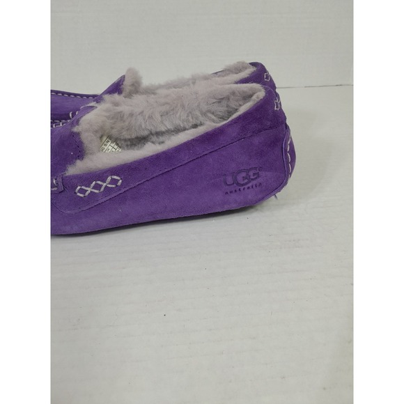 UGG Ansley UGGpure Wool Lining Purple Suede Slippers Moccasins Women Sz 6 - Picture 12 of 13
